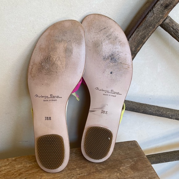 MATERIA PRIMA Goffredo Fanttini Designer Flip Flop Sandals Leather 38.5 Italy!! - Picture 3 of 12
